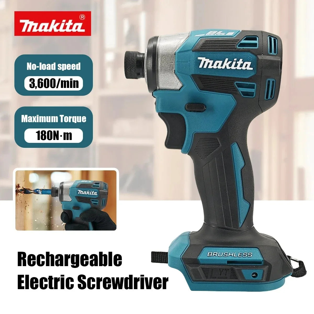 Makita DTD173 Brushless Impact Screwdriver Rechargeable Screwdriver Drilling Machine Cordless Power Tool