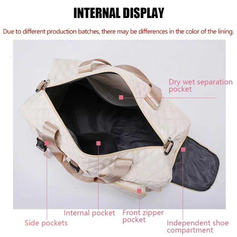 Durable Nylon Travel Duffle Bag, Portable Sports Gym Bag for Overnight Trips Shoulder Duffel Training Bag, Spacious Argyle