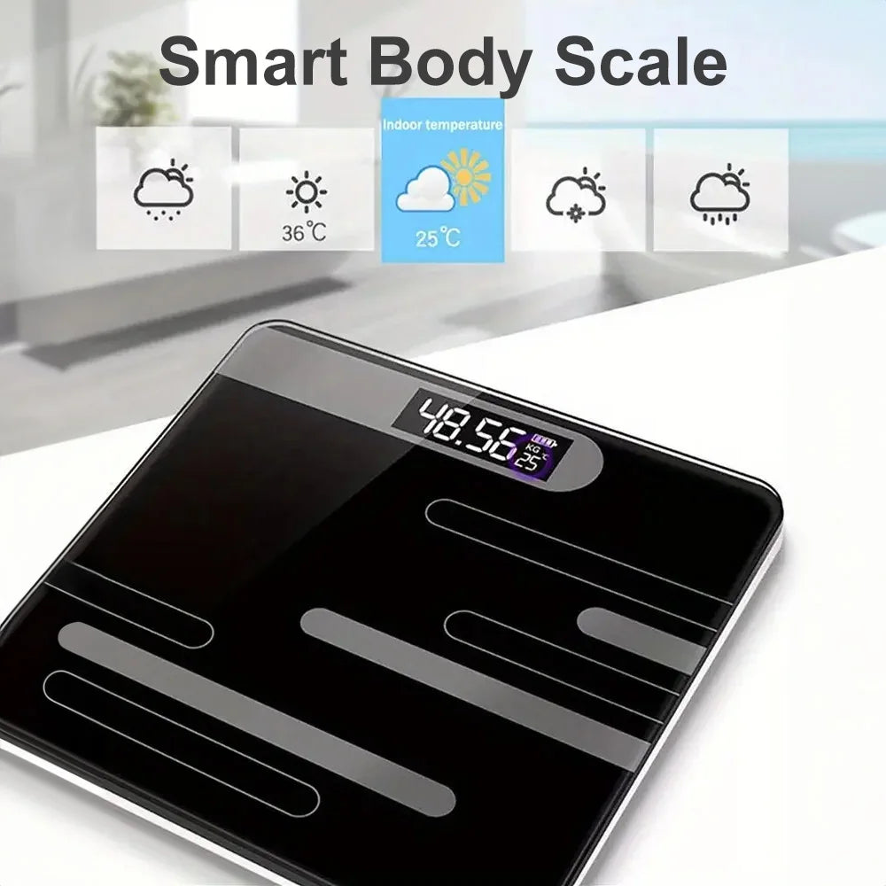 Smart Body Fat Scale Wireless LED Digital Bathroom Weight Scale Body Step On Instant Weight Readings Analyzer Testing Scale