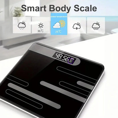 Smart Body Fat Scale Wireless LED Digital Bathroom Weight Scale Body Step On Instant Weight Readings Analyzer Testing Scale
