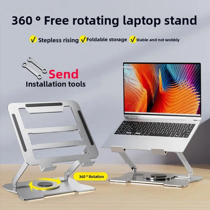 No-Install Notebook Tablet Stand Foldable Alloy Heat Sink Rotatable Display Elevation Frame Lightweight Portable Computer Holder