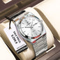 POEDAGAR Luxury Men's Watches Waterproof Luminous Date Week Men Watch Stainless Steel Casual Fashion Quartz Man Wristwatch Reloj