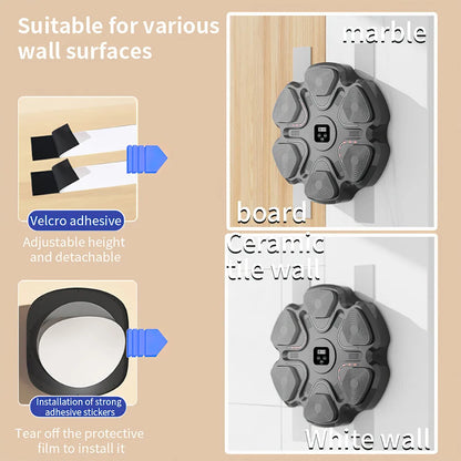 Wall Mounted Music Boxing Machine Punching Pad With 2 Pairs Gloves Training Electronic