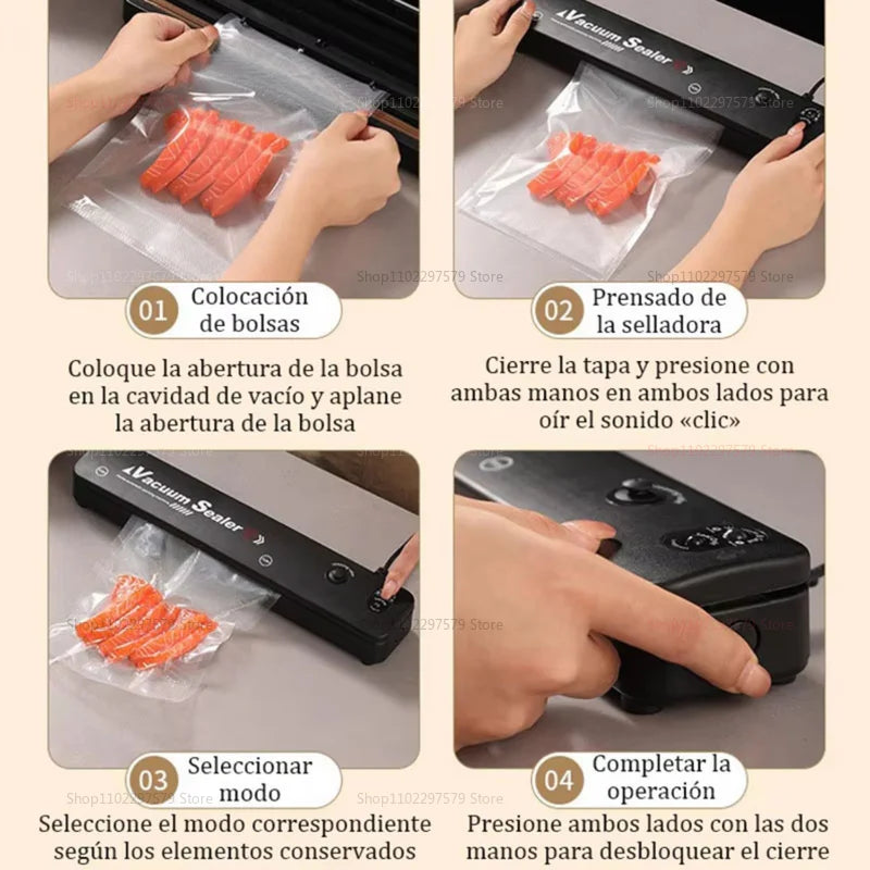 Small Automatic Vacuum Sealer for Food Packaging Compression Sealing Machine for Cooked Food Plastic Sealers Kitchen Storage