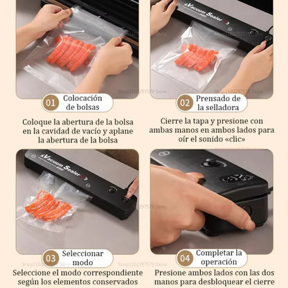Small Automatic Vacuum Sealer for Food Packaging Compression Sealing Machine for Cooked Food Plastic Sealers Kitchen Storage