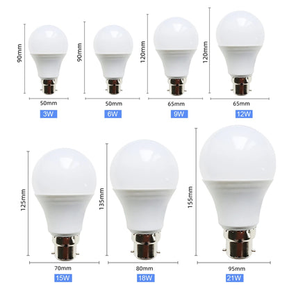 AC DC 12V 24V 36V B22 LED Light Bulb Lamp Bayonet 3W 6W 9W 12W 18W 21W Lampada Cold White Low Voltage For Solar Light Camping