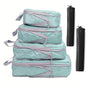 6PCS Travel Compressed Packing Cubes Storage Organizer Set With Shoe Bag Mesh Visual Luggage Portable Lightweight Suitcase Bag