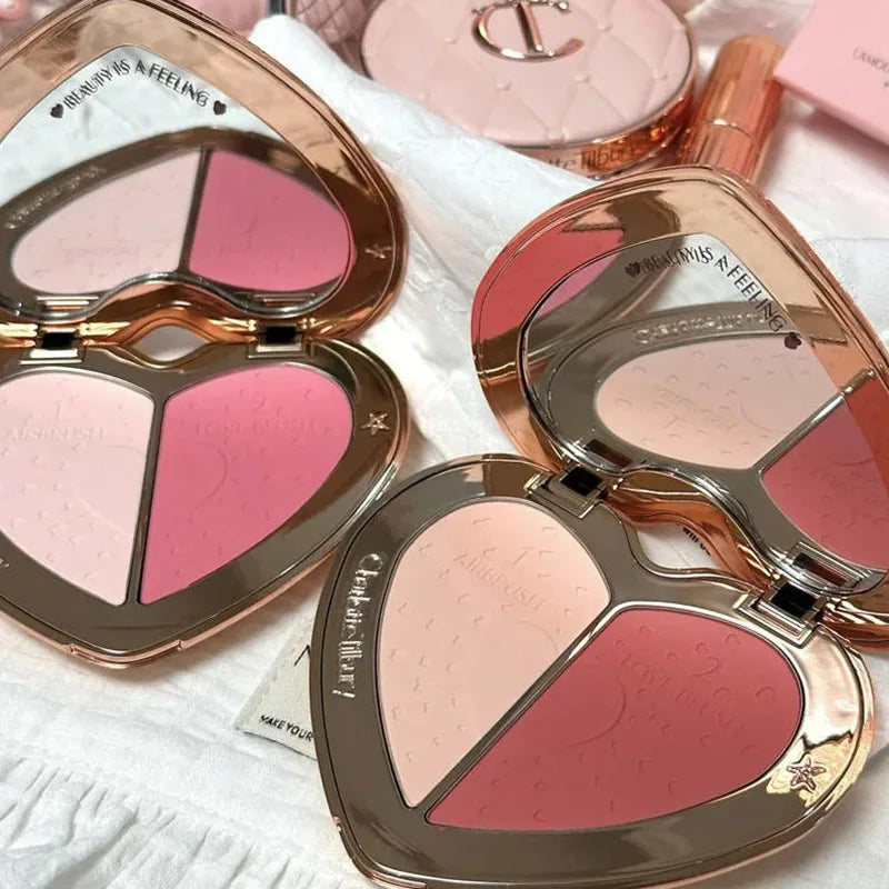 Charlotte Tilbury Shimmer Makeup Air Cushion Lightweight Moisture Oil Control Two Color Heart Shape Powder Blusher Unique Design