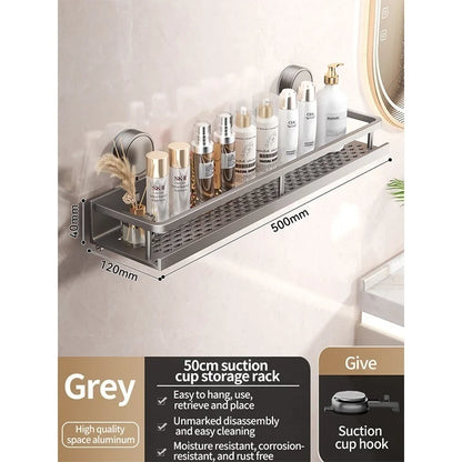 No Drill Suction Cup Suction Bathroom Rack Bathroom Shelf Toilet Space Aluminum Hanging Rack Bathroom Organizer Hang On The Wall