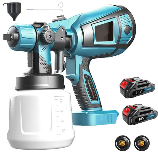 Cordless Paint Sprayer compatible with Makita 18V 2x3.0Ahpcs Batteries Paint Sprayer 1000ml Tank for Walls Ceilings, Fence, Wood