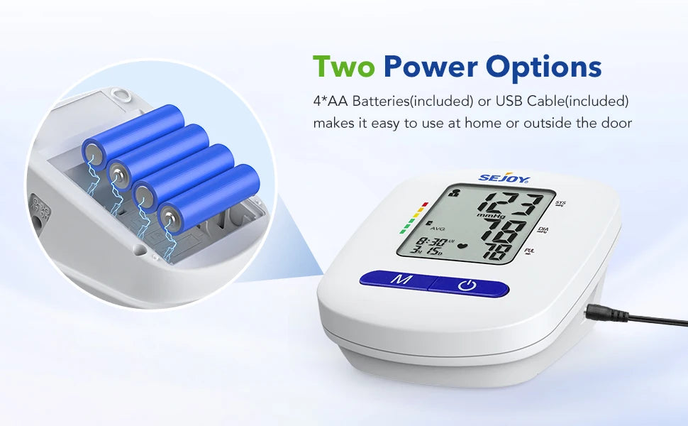 Sejoy DBP Blood Pressure Monitor Upper Arm Automatic BP Cuff Machine with LED Display for Home Use Health Care