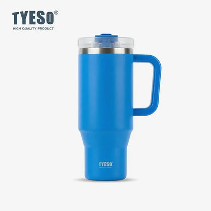 Tyeso 900/1200ML Tumbler Bottle Stainless Steel Car Mug With Handle Straw Thermal Iced Travel Vacuum Insulated Coffee Hot Cup
