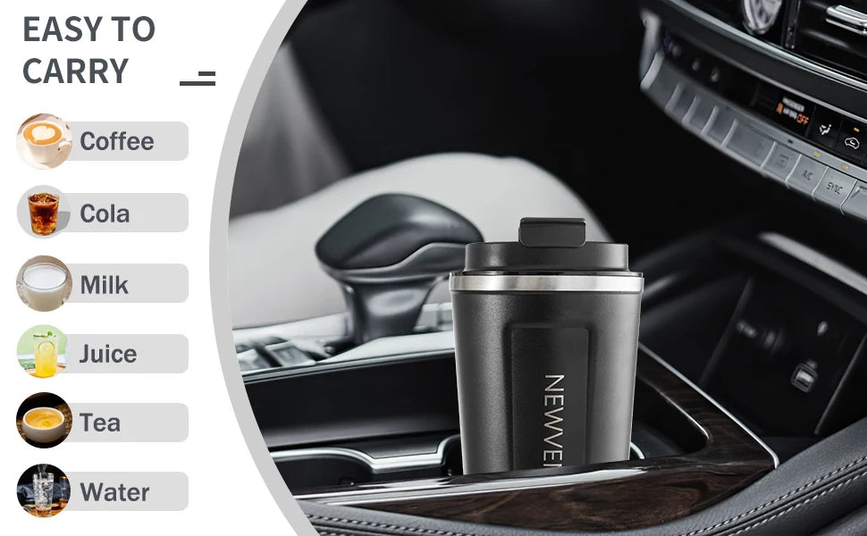 Stainless Steel Vacuum Insulated Travel Coffee Mug, Led Temperature Display Insulated Tumbler, Leak Proof with Lid 510ML