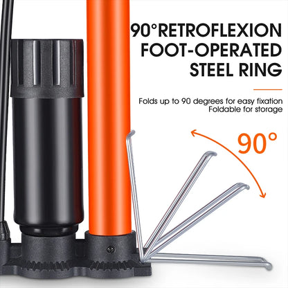 WEST BIKING Bike 120/160PSI Floor Pump High Pressure Cycling Pump Air Inflator Schrader Presta Valve Road MTB Bicycle Tire Pump