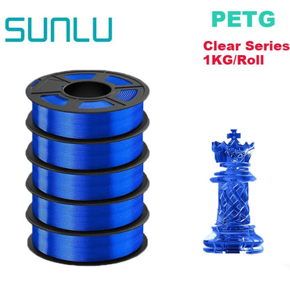 SUNLU 5Roll PETG/PETG Clear Filament 1.75 ±0.02mm 1kg Spool (2.2lbs) High Toughness Neatly Wound Filament Fit Most FDM Printer