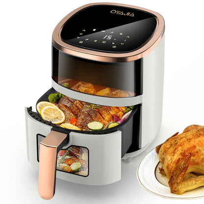 OYAJIA 6L Air Fryer with Smart Touch Display 60 Minutes Timer & 80°C-200°C Adjustable Temperature& 8 Preset Cooking Modes
