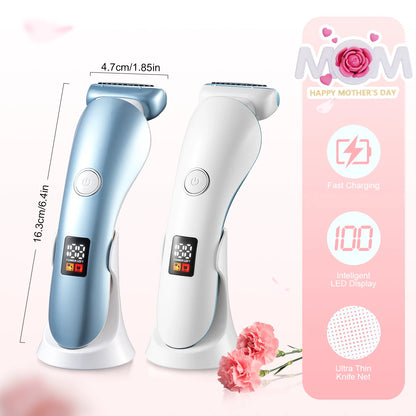5-in-1 Women's Electric Shaver - Wet and Dry Removal of Face, Eyebrows, Legs and Armpits - Portable Bikini Trimmer, Rechargeable USB Charging, Stainless Steel Blade, Gentle and Effective Shaving, Pink Gift Box Includes, Bikin