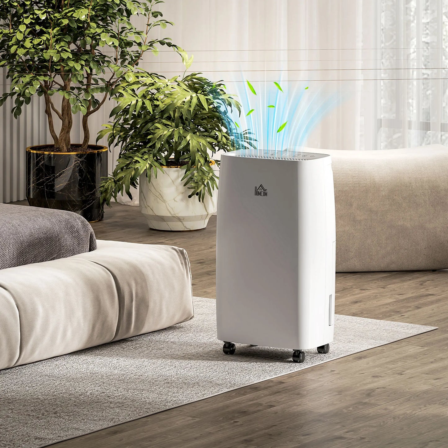 HOMCOM 12L/Day 2500ml Dehumidifier for Home with 24H Timer and 2 Speed Modes