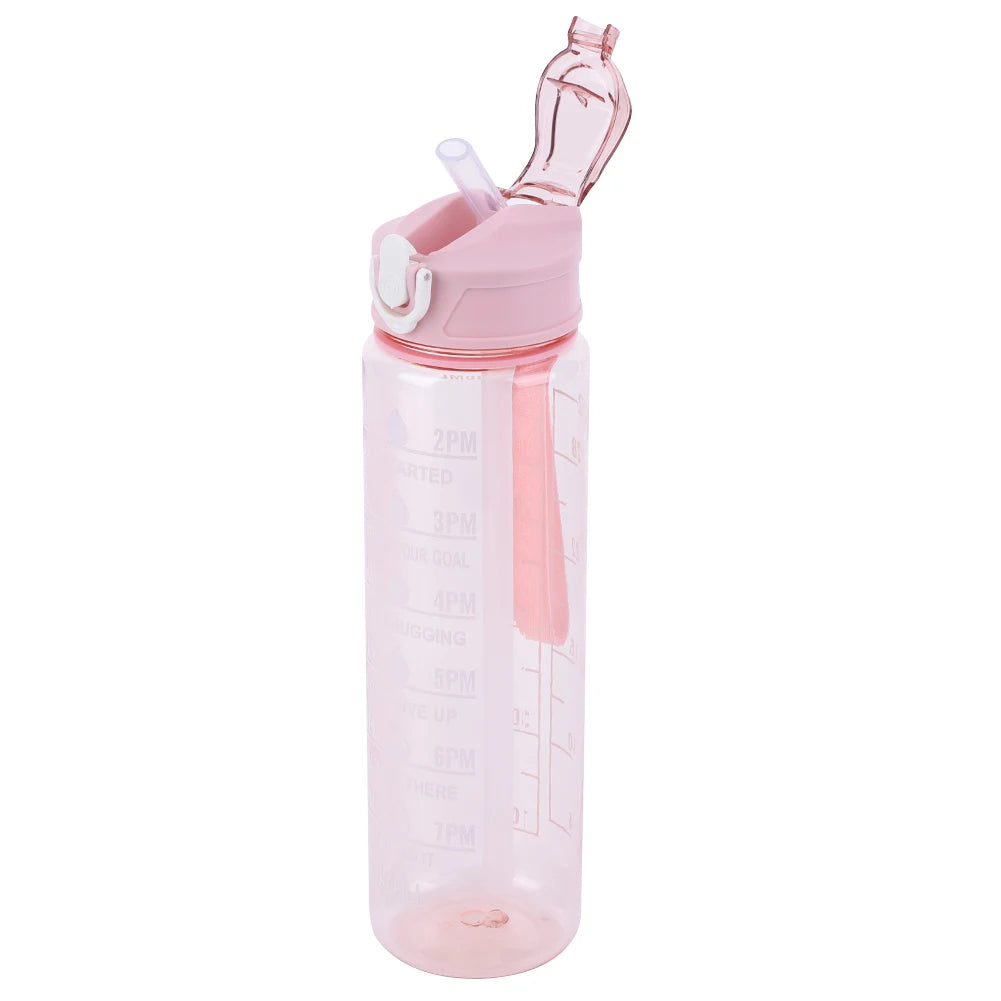 900ml Portable Drinking Cup with Straw & Handle Outdoor Travel Bottle Large Capacity Motivational Drinking Bottle for Boys Girls