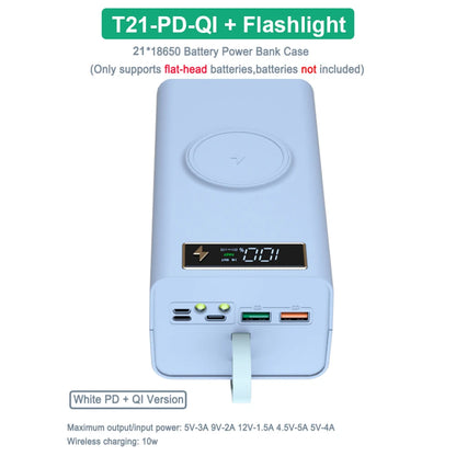T21 Battery Storage Box 21*18650 with Flashlight Power Bank Case Battery Holder Box Dual USB 18650 Battery DIY Shell Storage