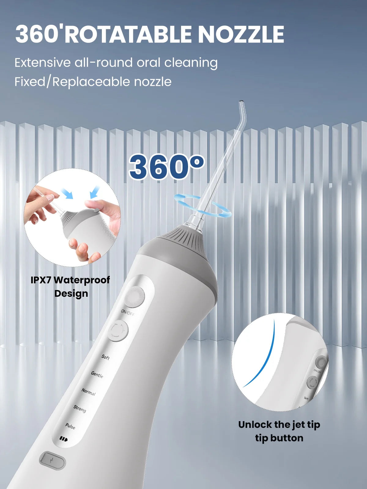 SEJOY Dental Oral lrrigator for Men Women Teeth Cleaner Portable Dental Water Flosser 4 Modes IPX7 Mouth Washing Machine