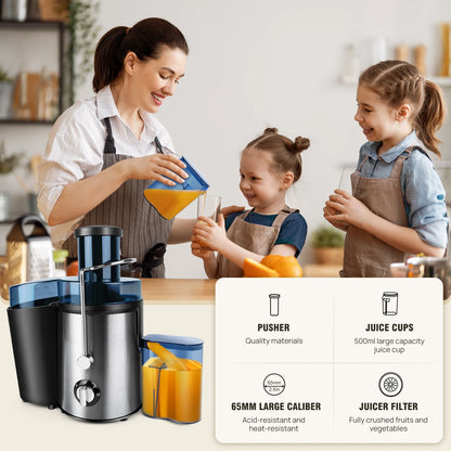 Juicer Machine, Feed Chute for Fruits, Vegetables & Citrus, 2-Speed Centrifugal Juice Extractor, 500ML Capacity