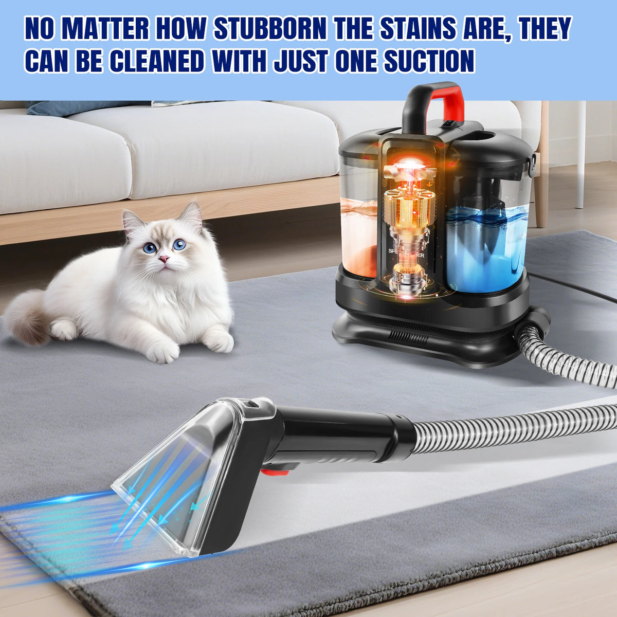Home Design Spot Cleaner, Fabric, Stain, Car Seats, Upholstery, Pet Messes, Sofa and Carpet Cleaning Machine, Suction Power of 13Kpa