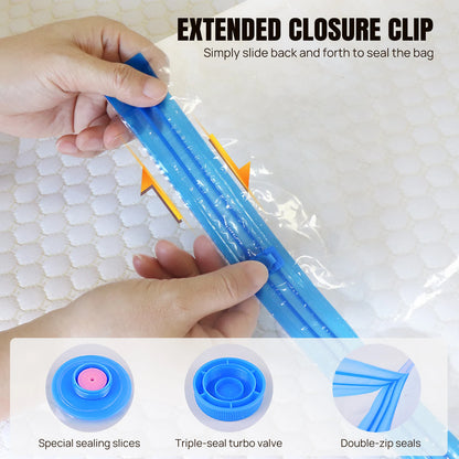 12-Pack Vacuum Compression Storage Bags for Clothes, with Electric Pump - Reusable Space Saver Bags for Travel, Duvets Storage