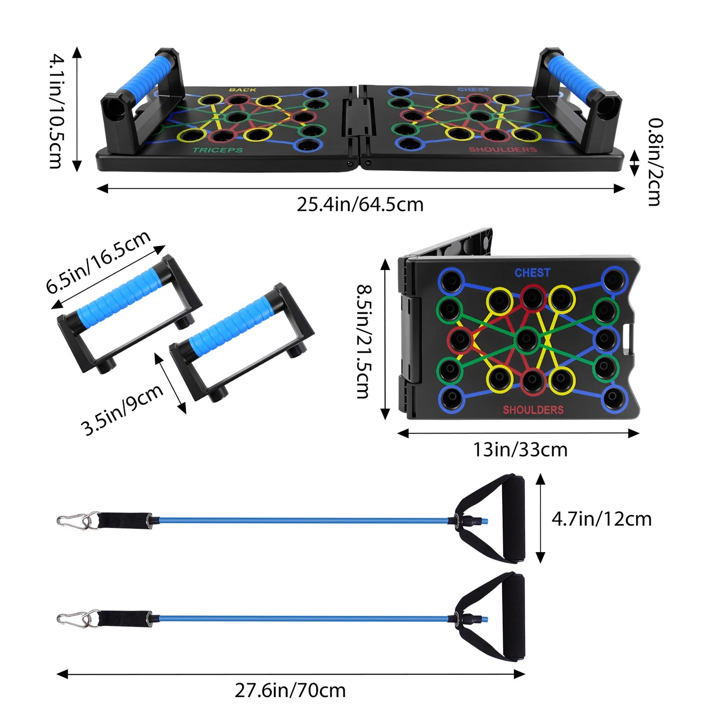 24-In-1 Multifunctional Push-up Board Set，Portable Foldable Fitness Equipment For Chest Abdomen Arms And Back Training