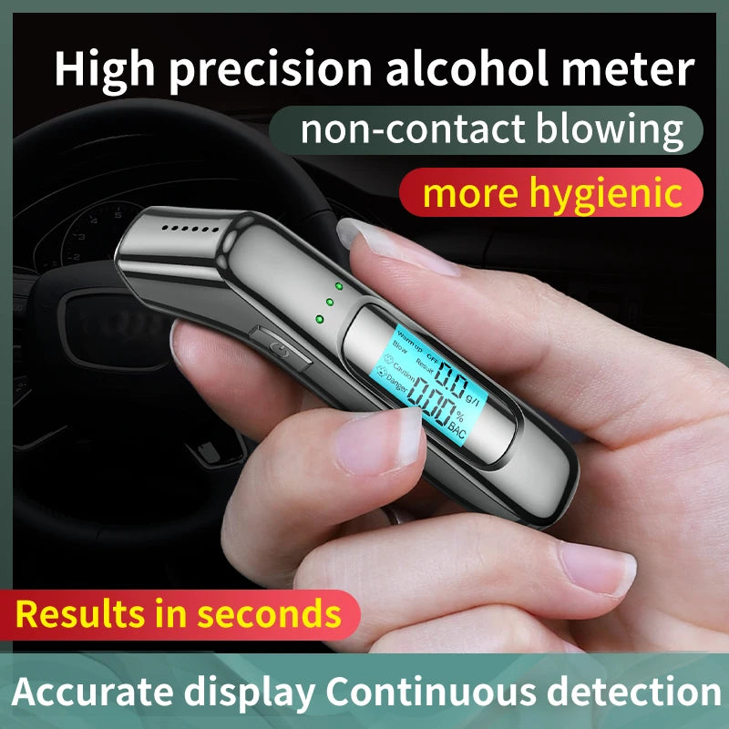 Non-contact Alcohol Tester High Precision Breathalyzer Alcometer USB Rechargeable LCD Display Digital Portable Alcohol Detector