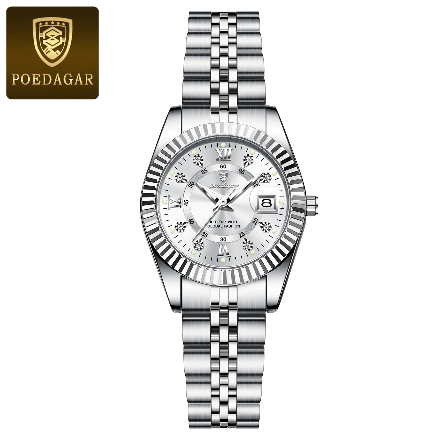 POEDAGAR Top Luxury Watch For Women Waterproof Stainless Steel Luminous Date Ladies Watch Quartz Fashion Elegant Women's Watches