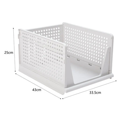 【Breeins】Foldable Stackable Drawer Storage Basket Wardrobe Storage Organiser Stackable Plastic Storage Basket Cupboard