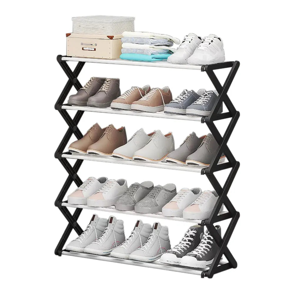 【Breeins】Foldable Multi-Tier Metal Shoe Rack for Entryway Shoes Storage Organizer Shelf Home Decoration Cabinet