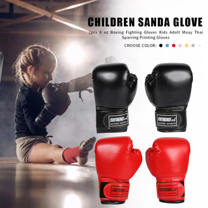 1 Pair Kids Boxing Gloves Children Punching Training Sparring Comfortable Adjustable Fighting Mitts Hand Protector Black