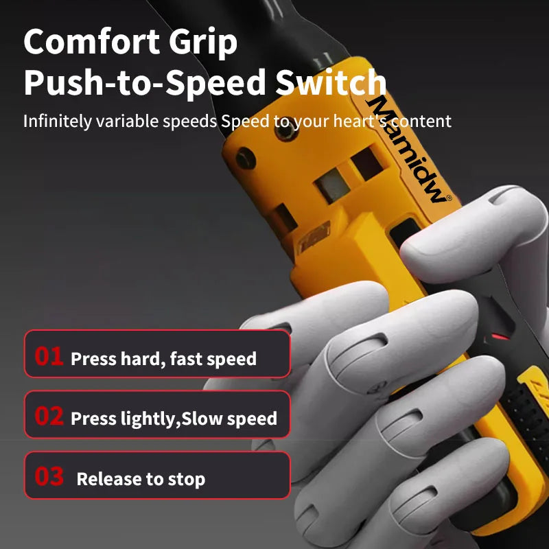 1/2 Inch Brushless Electric Ratchet Wrench 3/8In Cordless Variable Speed Wrench Impact Driver 20V Power Tool For DEWALT Battery