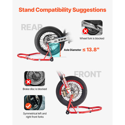 SucceBuy Motorcycle Stand Lift 850lbs Front Rear Combo Stand Lift Front Wheel Dual-Fork Stand Rear U+L Fork Swingarm Spool Stand
