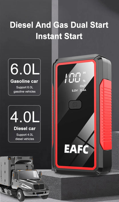 2000A/1200A High Power Car Battery Jump Starter Portable Car Battery Booster Charger Booster Power Bank Starting Device USB Port