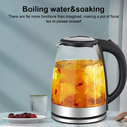 2L 1800W Electric Kettle Glass Fast Boil  Blue LED household appliance With Stainless Steel Fast Boiling Portable Jug Security