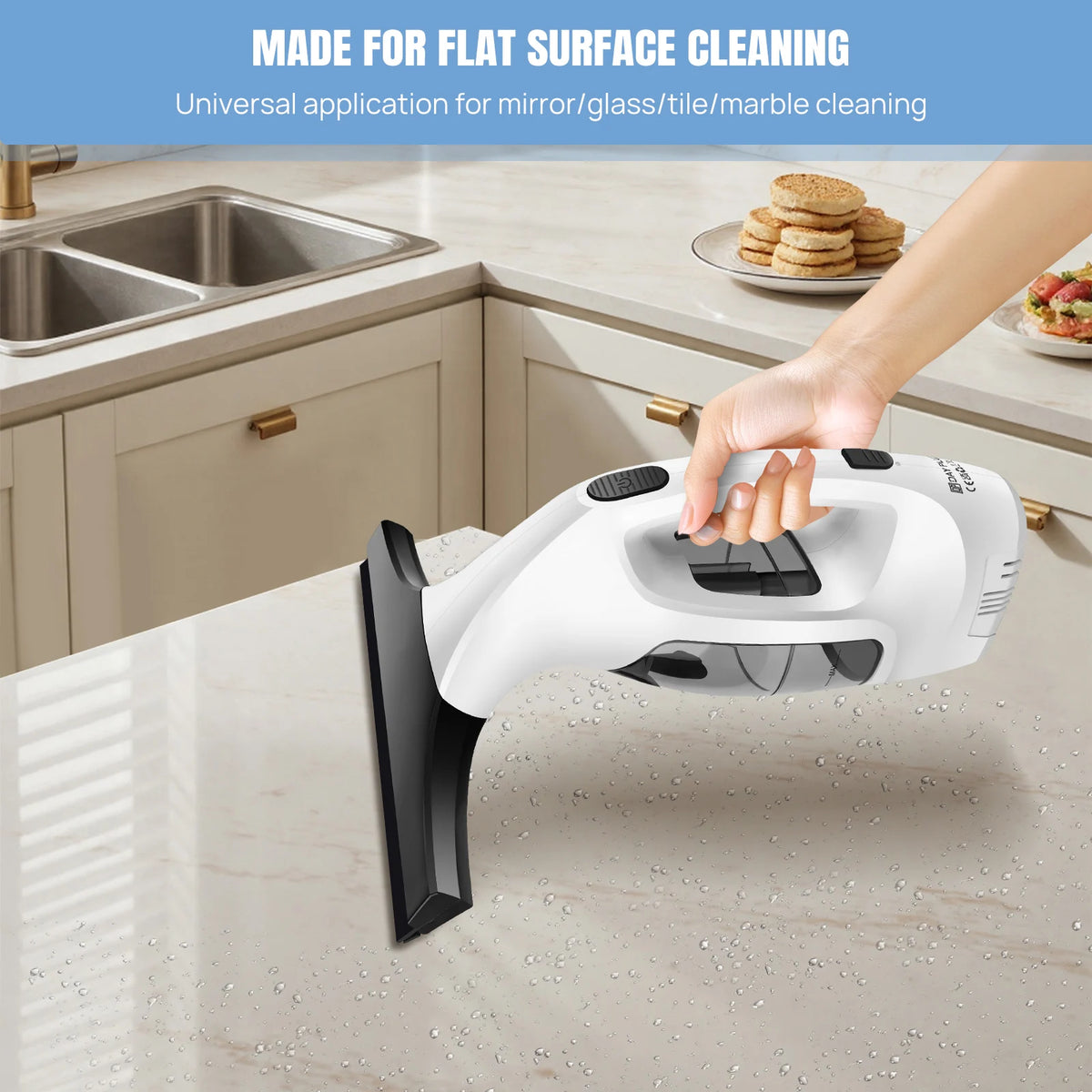 Cordless Window Vac with 2000pa, Efficiently Streak-Free Cleaning, Running Time: 50-60 Min, 3.8V Electric Window Vacuum Cleaner