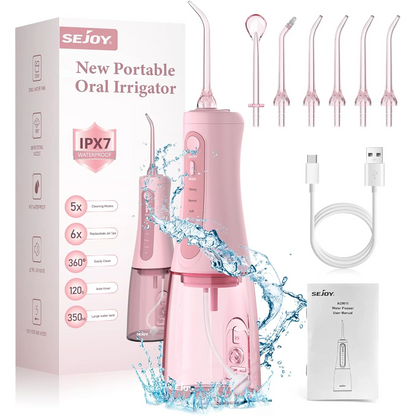 SEJOY Dental Oral lrrigator for Men Women Teeth Cleaner Portable Dental Water Flosser 4 Modes IPX7 Mouth Washing Machine