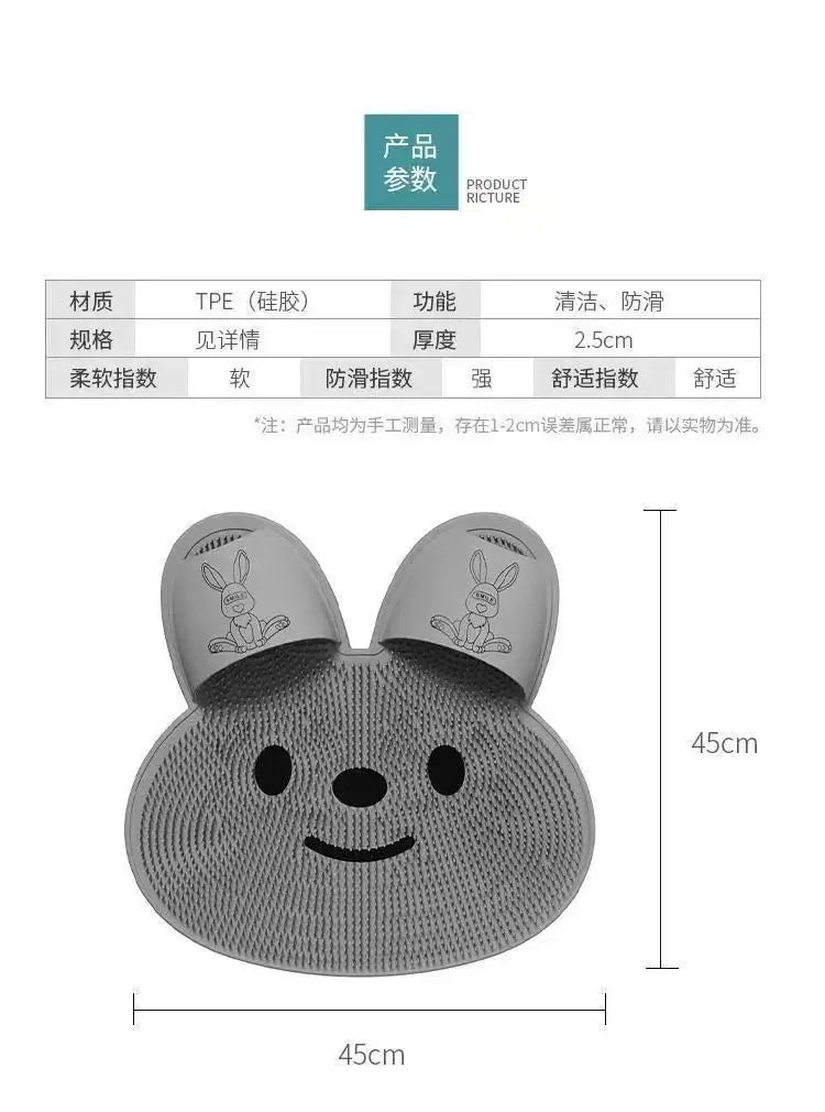 Rabbit Anti Slip Bath Mat Circular Massage Design Back Suction Cup Scrubber Foot Back Shower Anti Fall Device Bathroom Supplies