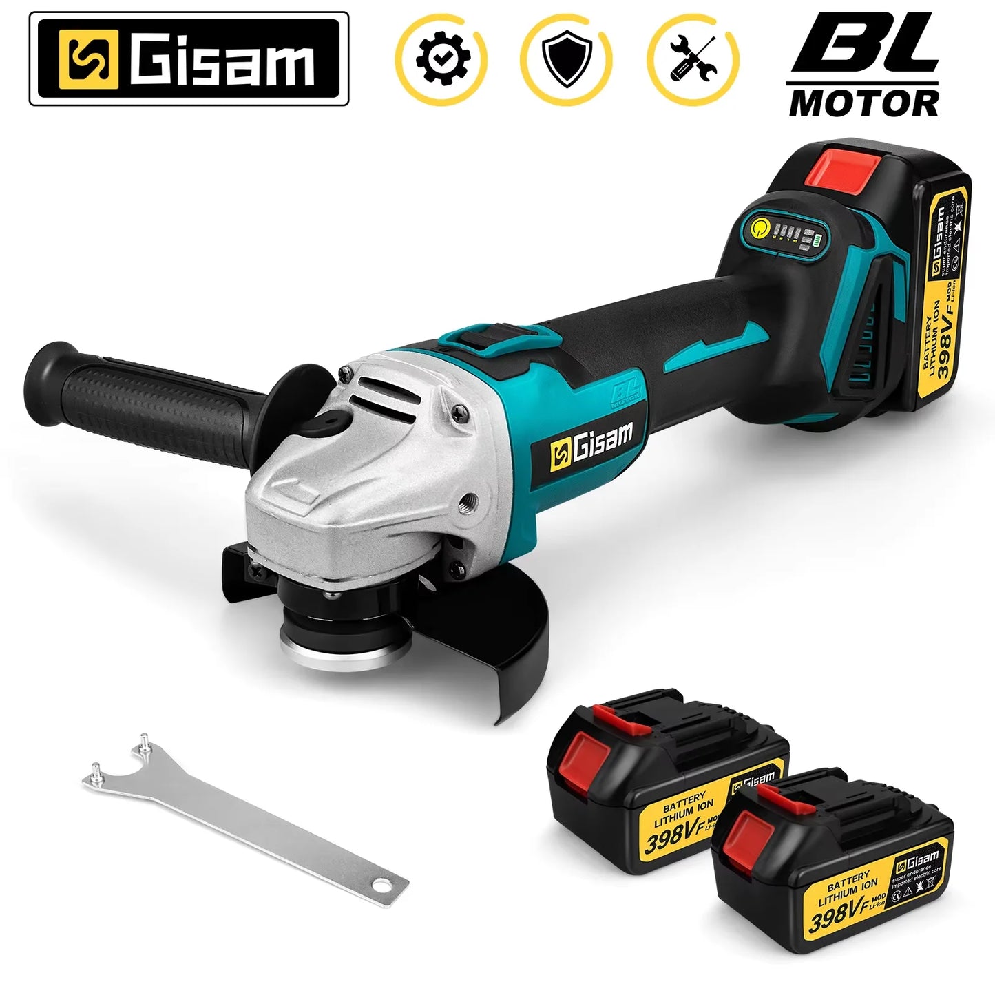 Gisam 125mm M14 Brushless Angle Grinder Cutting Machine Cordless Electric Angle Grinder Power Tools for Makita 18V Battery Pins