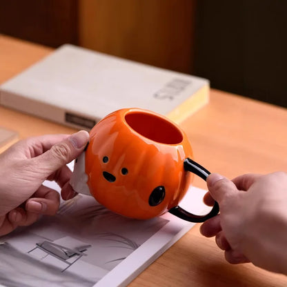Halloween Ceramic Pumpkin Coffee Mug Creative Ghost Water Cup European Afternoon Tea Flower Tea Coffee Cup Breakfast Milk Mug