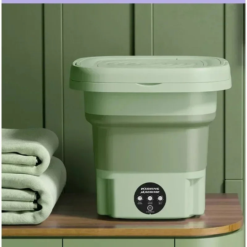 8L Foldable Mini Washer Spin Dryer Portable Cleaning Machine for Socks Underwear Panties Home Use Small Laundry