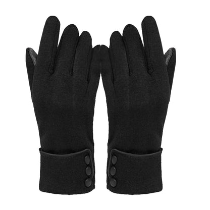 Windproof warm fleece gloves for women, touch screen, all sizes black