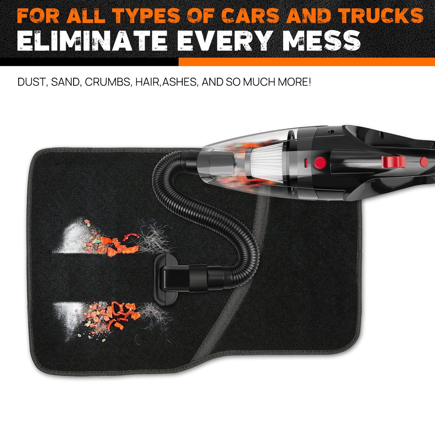 Handheld Vacuum Cleaner Powerful Rechargeable Car Cat Dog Pet Hair Cleaner (LED Light) Car Home Universal Free 3 Brush Heads