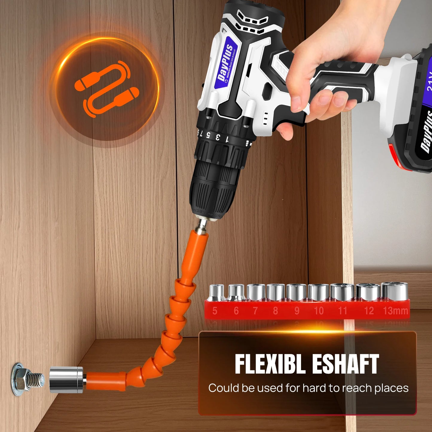 Cordless Drill Set, 21V Drill with 1.5Ah Battery, Cordless Screwdriver with Battery and Charger, Home DIY Tool Kit