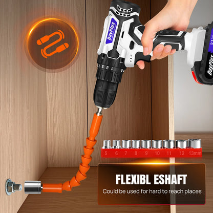 Cordless Drill Set, 21V Drill with 1.5Ah Battery, Cordless Screwdriver with Battery and Charger, Home DIY Tool Kit