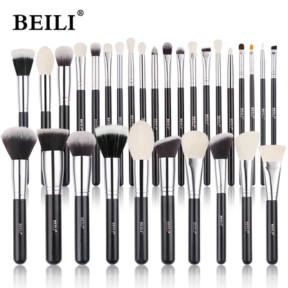 BEILI Black Makeup Brush Sets Professional Natural Goat Fiber Hair Brush Foundation Kakubi Contour Eyeshadow Beauty Tool brochas