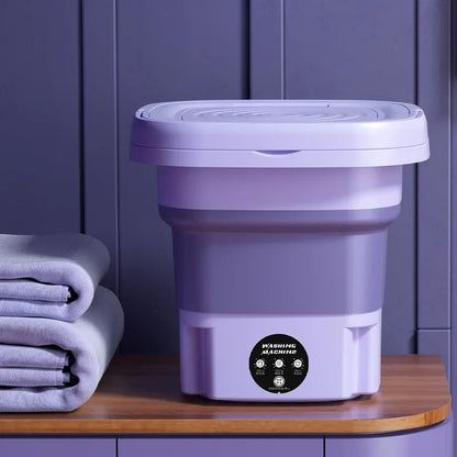 8L Foldable Mini Washer Spin Dryer Portable Cleaning Machine for Socks Underwear Panties Home Use Small Laundry